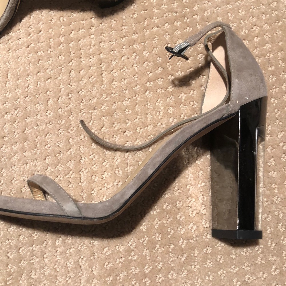Stuart Weitzman block sandal with clear heel